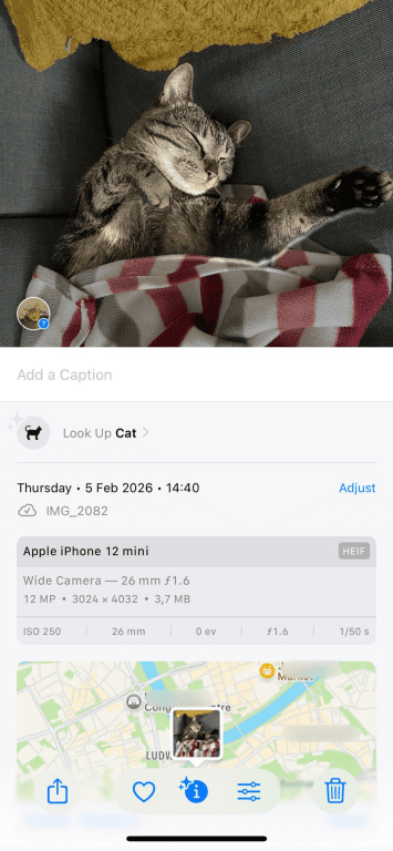 The image metadata on iPhone.