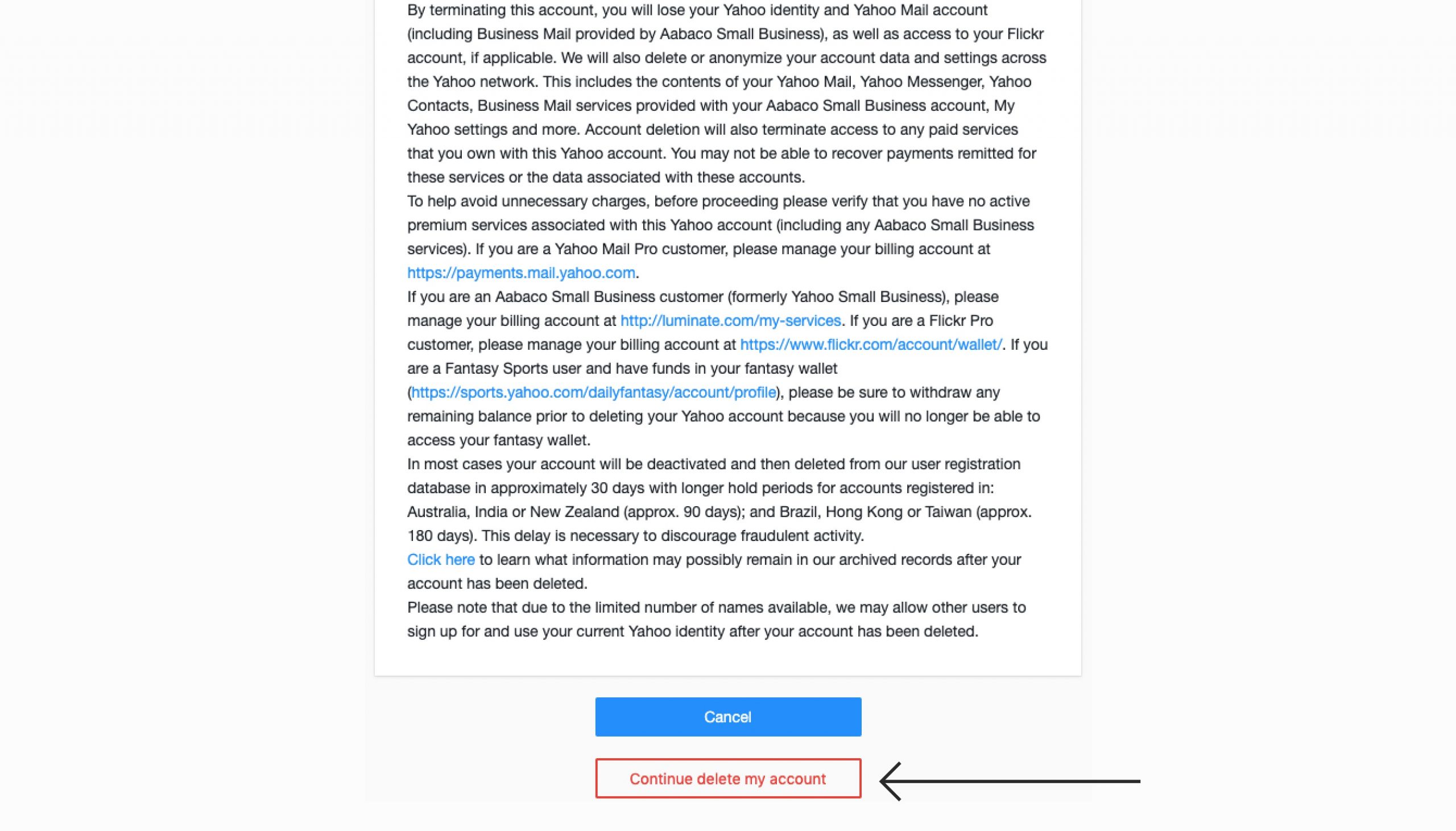 supprimer compte yahoo étape 1