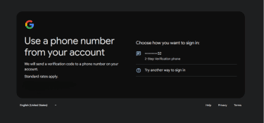 Verification options in the Google Account recovery page.
