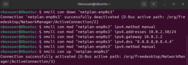 Setting static IP address using Linux terminal.