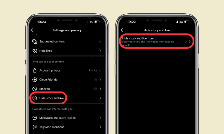 Masquer les stories IG