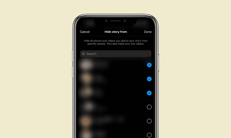 Masquer les stories IG