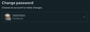 Choosing a Facebook account for password setup.