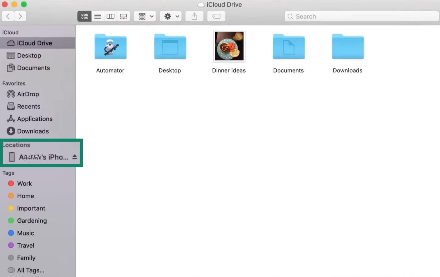 A Finder window on a Mac.