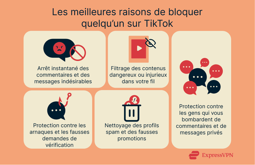 Visual showing the top reasons to block someone on TikTok.