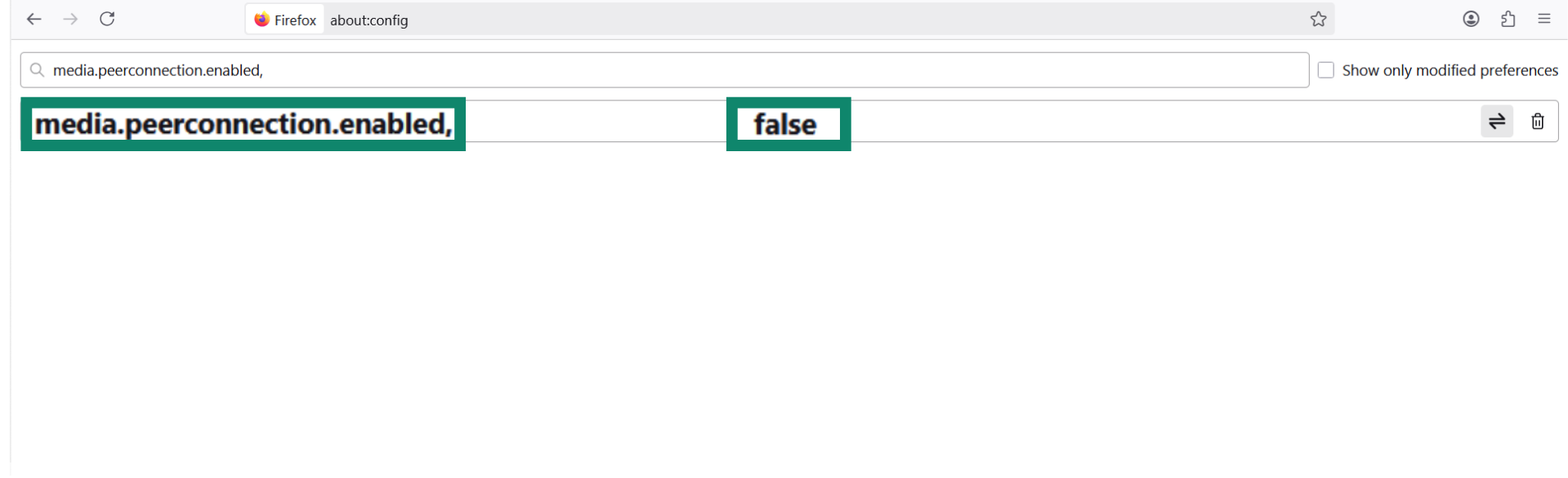 Set media.peerconnection.enabled to false.