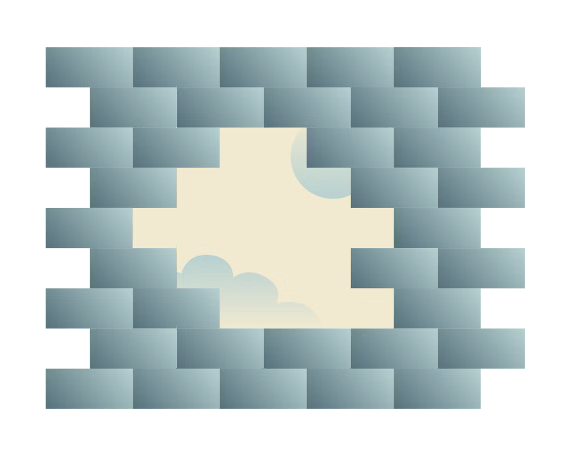 Tiiliseinä, jossa on aukko.