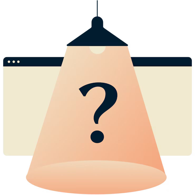 Kysymysmerkki lampun valossa.