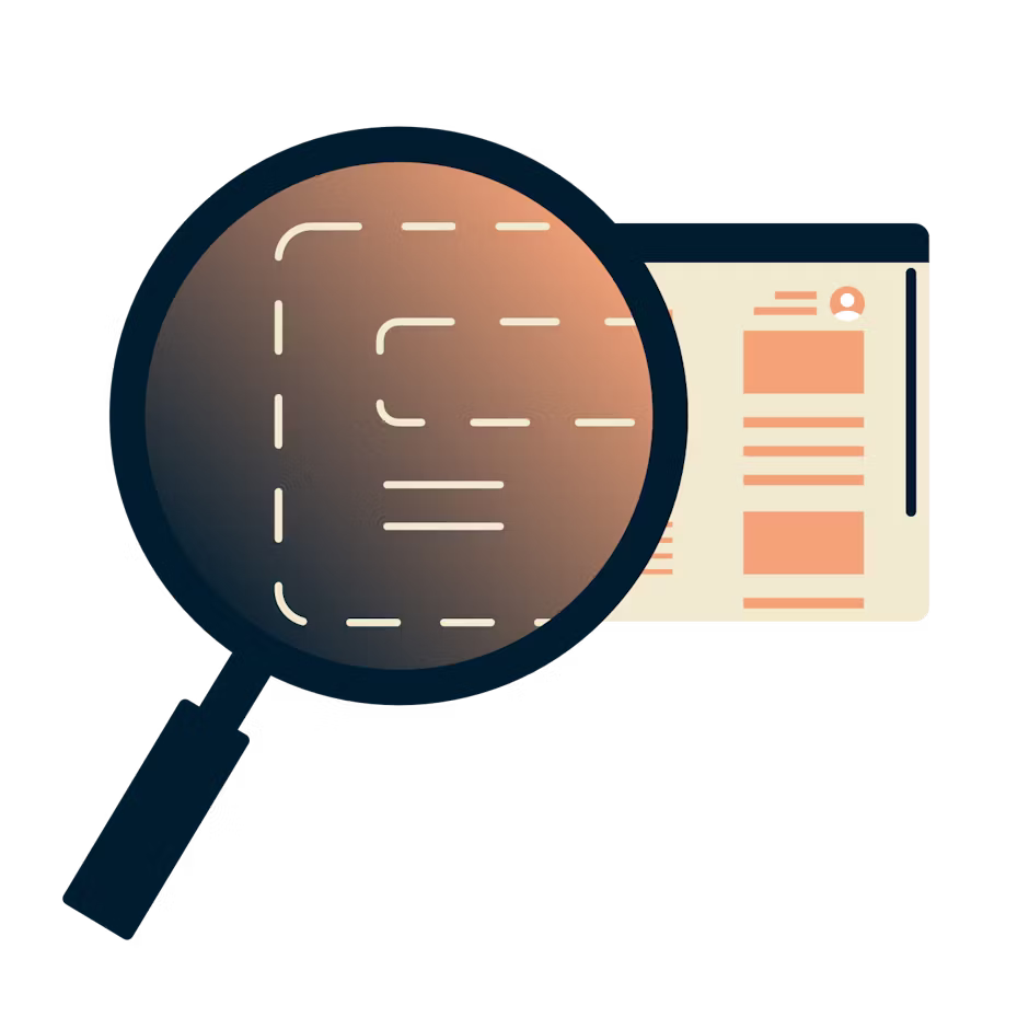 Szkło powiększające nad przeglądarką pokazujące zaszyfrowane informacje.