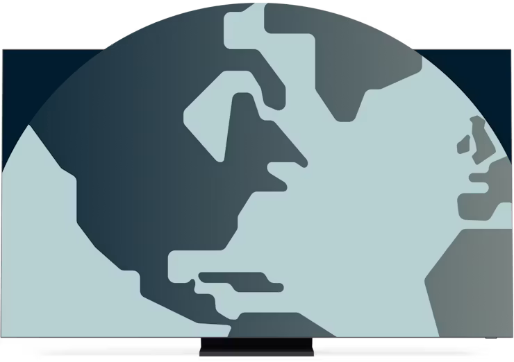 Un écran montrant une partie de la planète qui en sort.