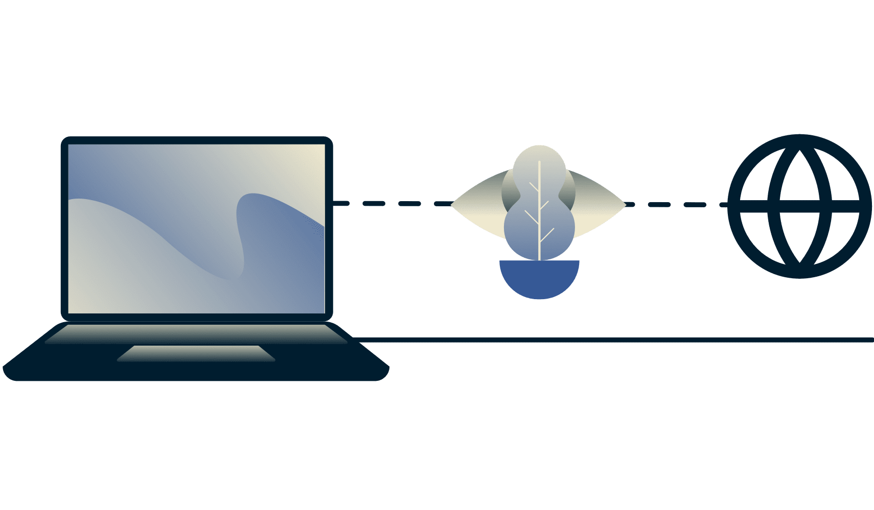 VPNを使って帯域幅調整を回避する方法：ISPがユーザーが動画をストリーミングしていることを判別できない様子を示す図。