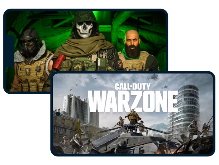 An Android and iPhone with Call of Duty: Warzone Mobile.
