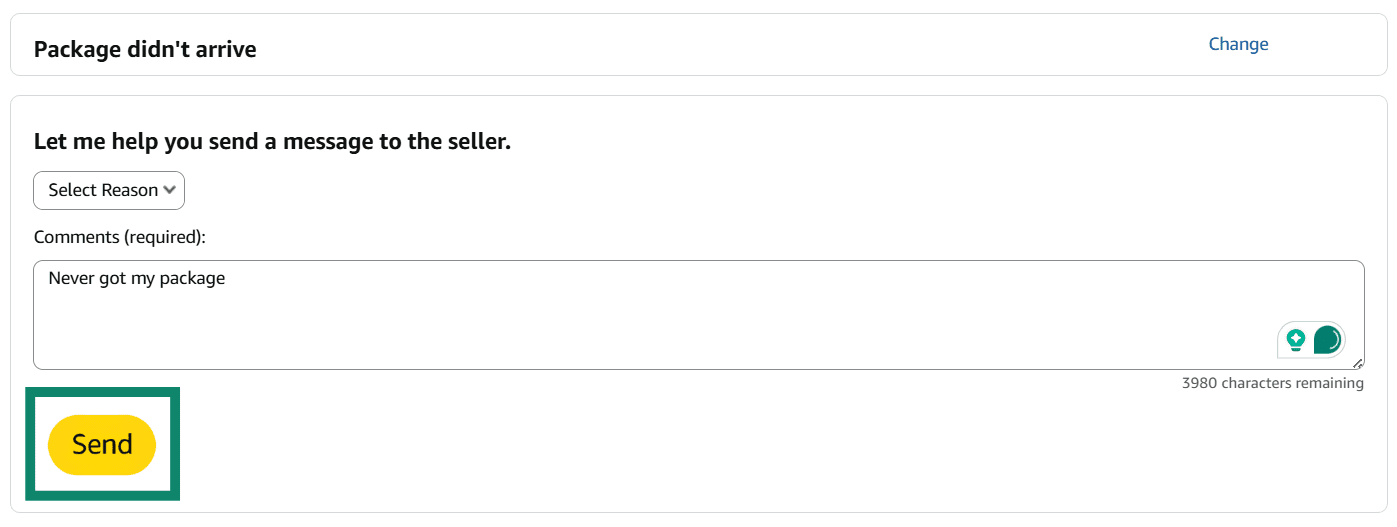 Fill in any remaining details and click Send.