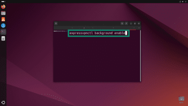 Linux terminal showing the input command "expressvpnctl background enable".