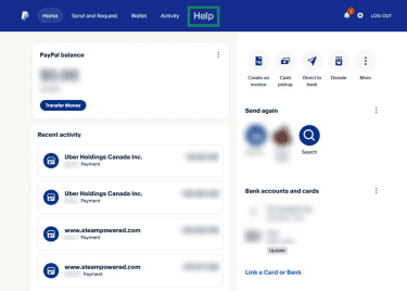 Image of PayPal UI showing the help button