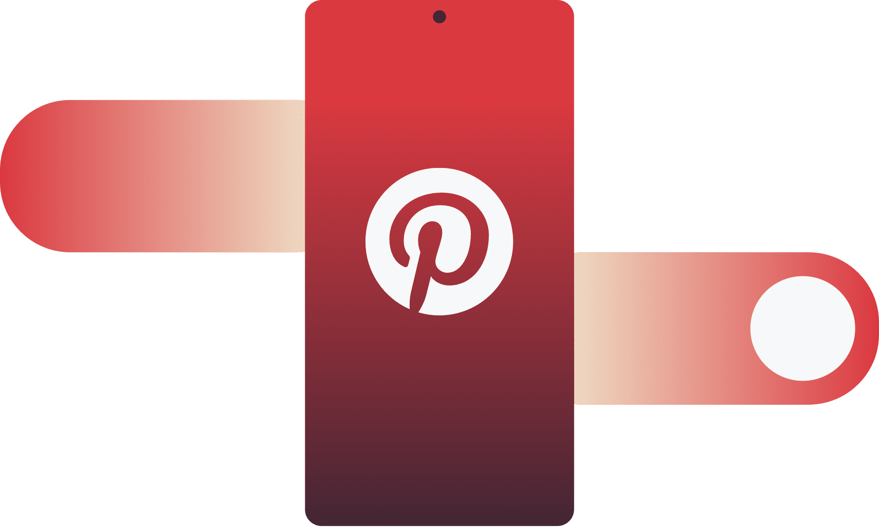 Logo Pinterest na urządzeniu mobilnym z gestem przeciągnięcia po nim.