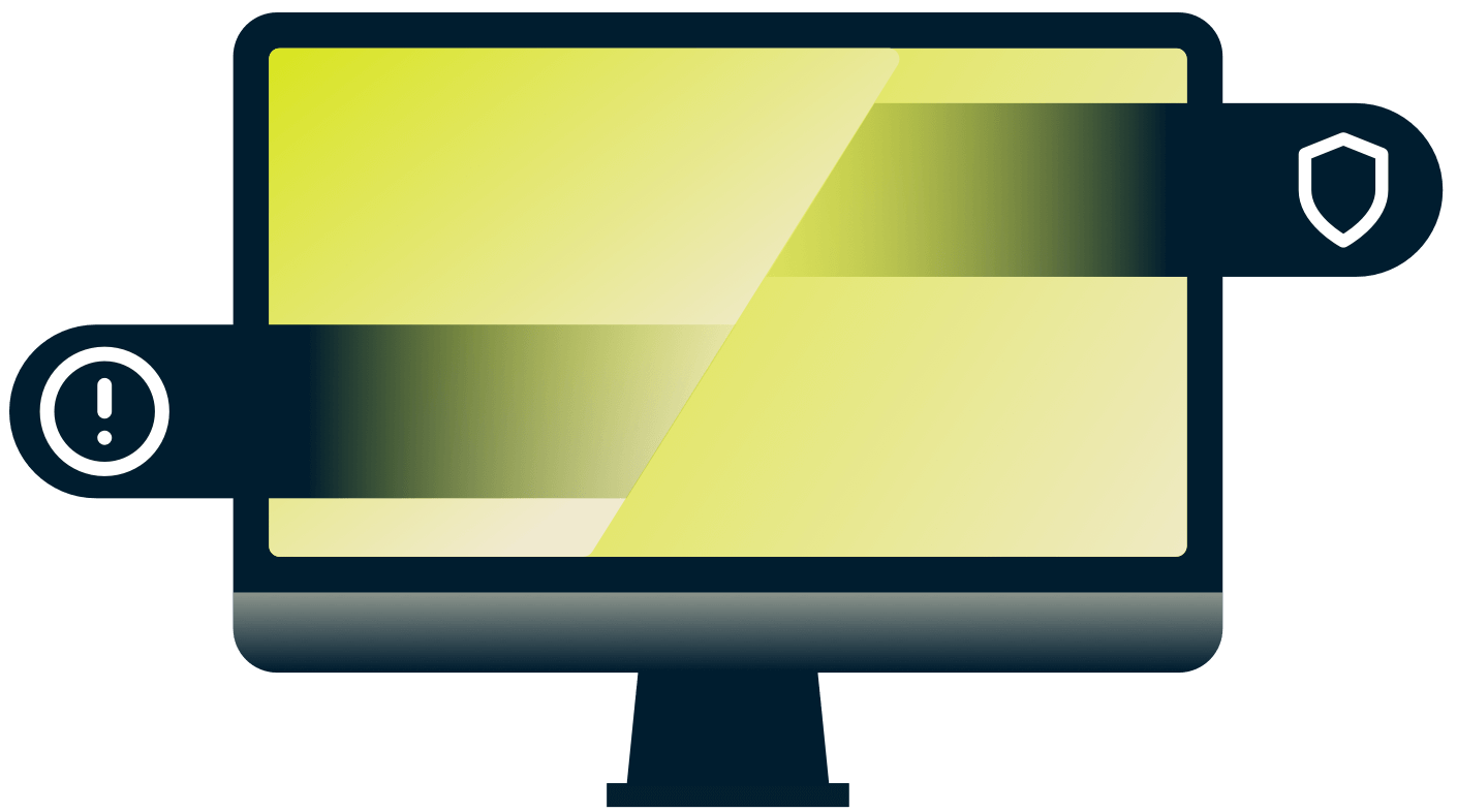 ทีวีพร้อมเครื่องหมายอัศเจรีย์และโล่