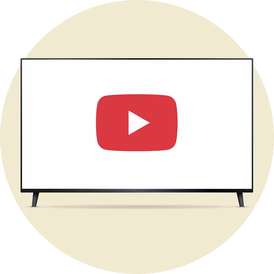 YouTube TV logo op een scherm.