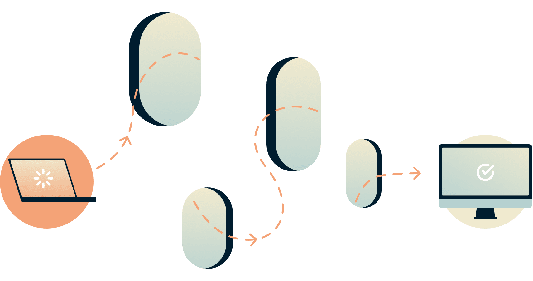 Подключение ноутбука, проходящее через различные отверстия, чтобы достичь другого компьютера.