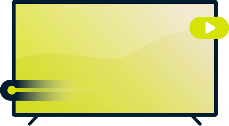 Game better with a VPN: A television with a progress bar and play button.