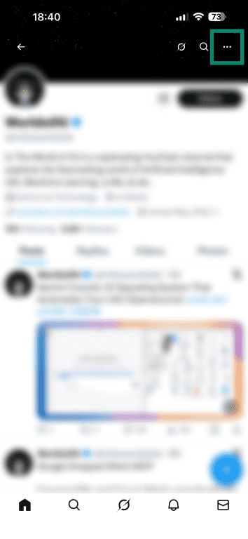 An X profile with the three dots button highlighted.