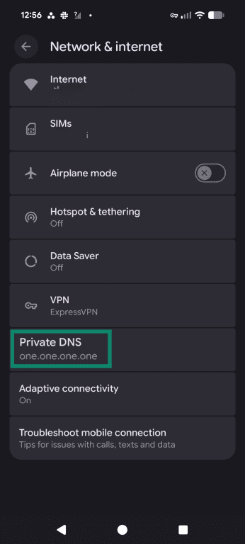 Accessing DNS settings on Android.