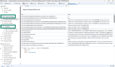 Screenshot of Outlook with Developer Tools.