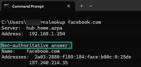 Receiving a non-authoritative answer from nslookup query.
