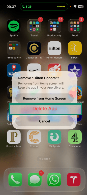 Delete app from iPhone home screen.