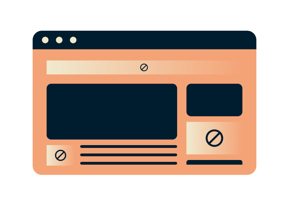 розширений захист блокувальник реклами функція ілюстрації блокування вебсайту вебсторінки