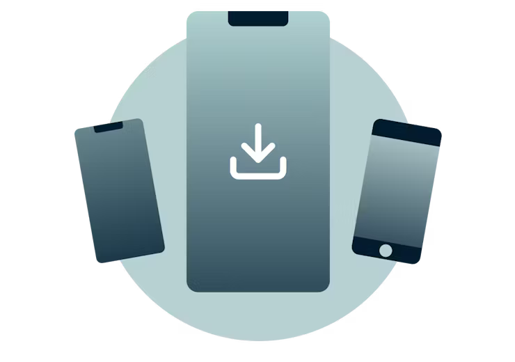 Pictograma de descărcare pe dispozitivele mobile. 